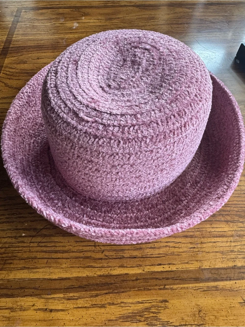 Vintage Betmar New York Mauve Pink Chenille Knit Cloche Bucket Hat
